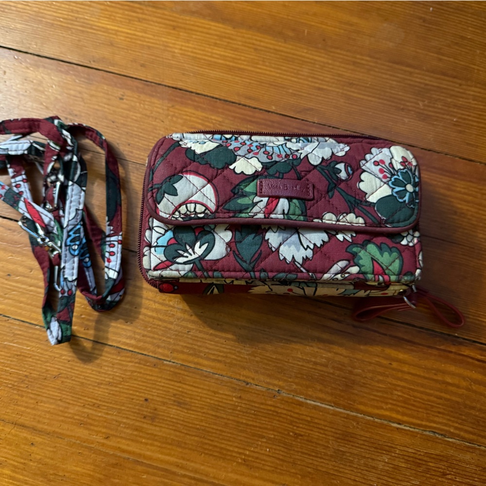 Vera Bradley Red and Green Floral Wristlet Clutch